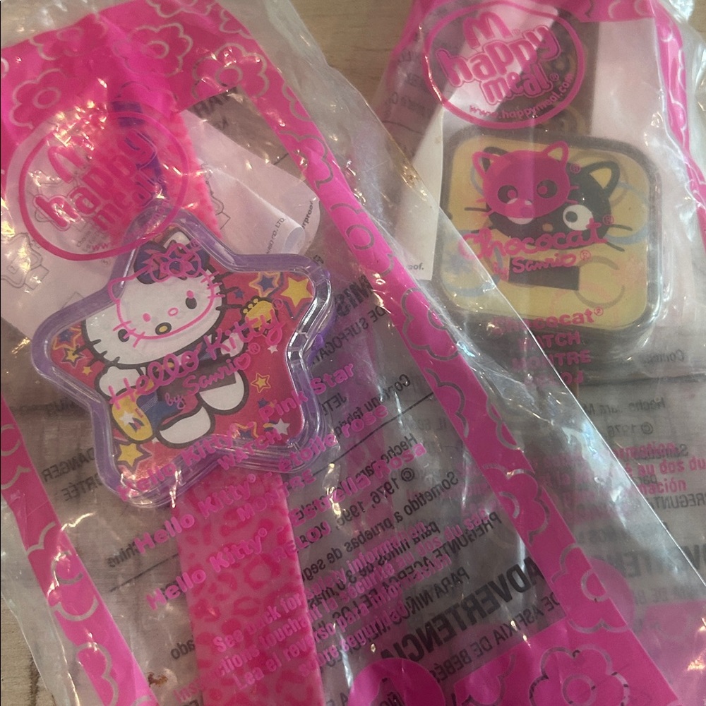 Two NIP 2008 Hello Kitty Sanrio McDonald’s Happy Meal Toy Watches  #1 and #6